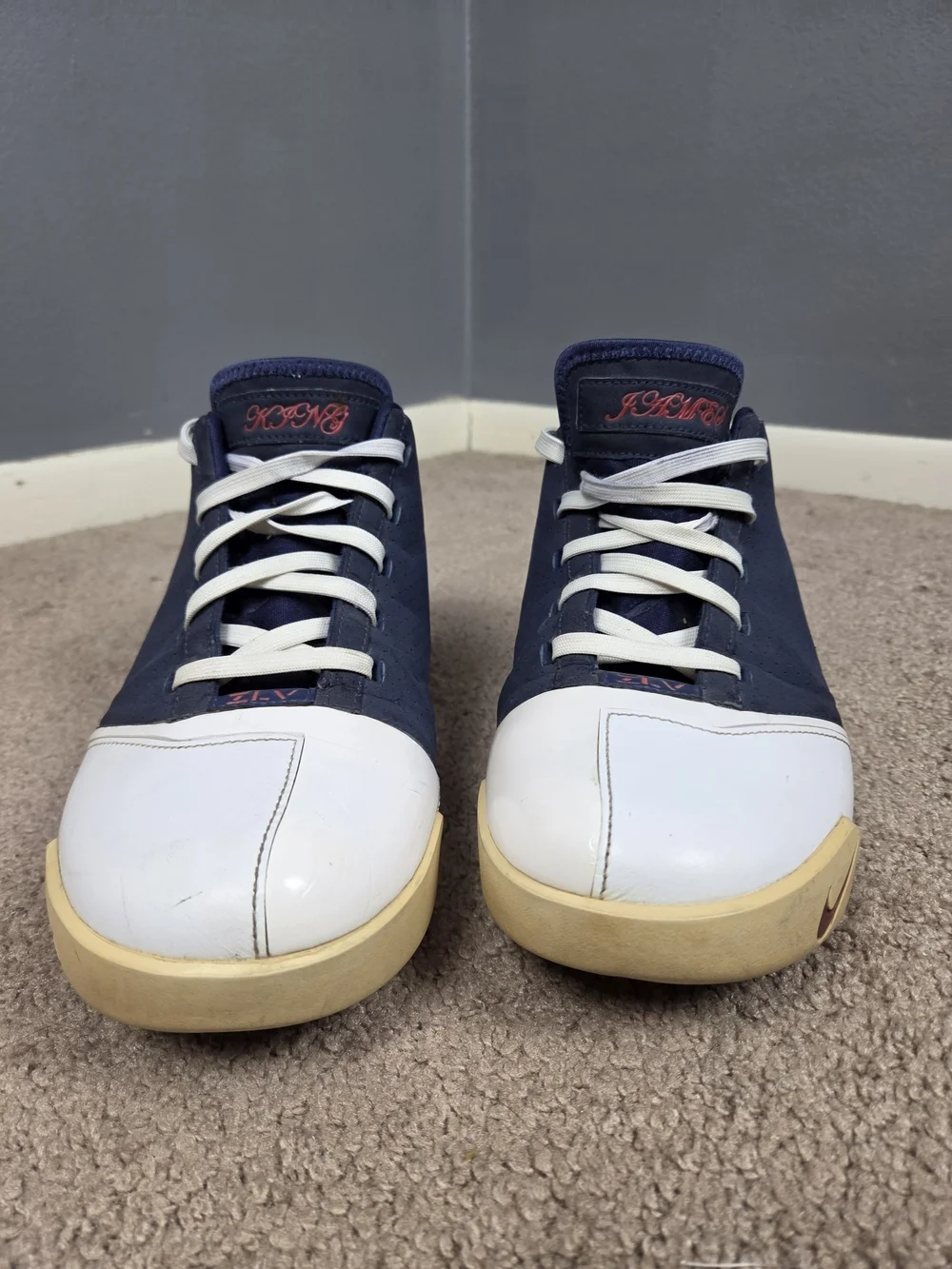 Men's Navy and White Performance Basketball Sneakers